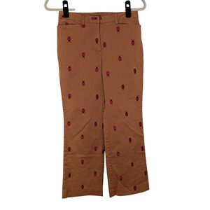 Vintage Label Lilly Pulitzer Size 2 Camel Khaki Lady Bug Embroidered Crop Pants